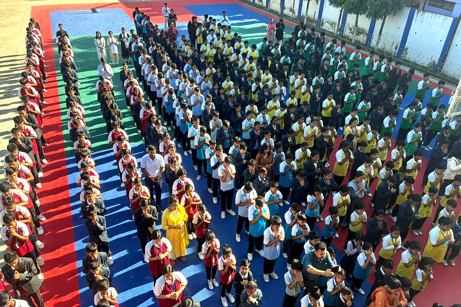 Morning assembly, seen from above