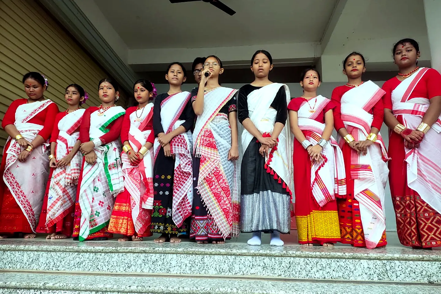 On stage in traditional dress