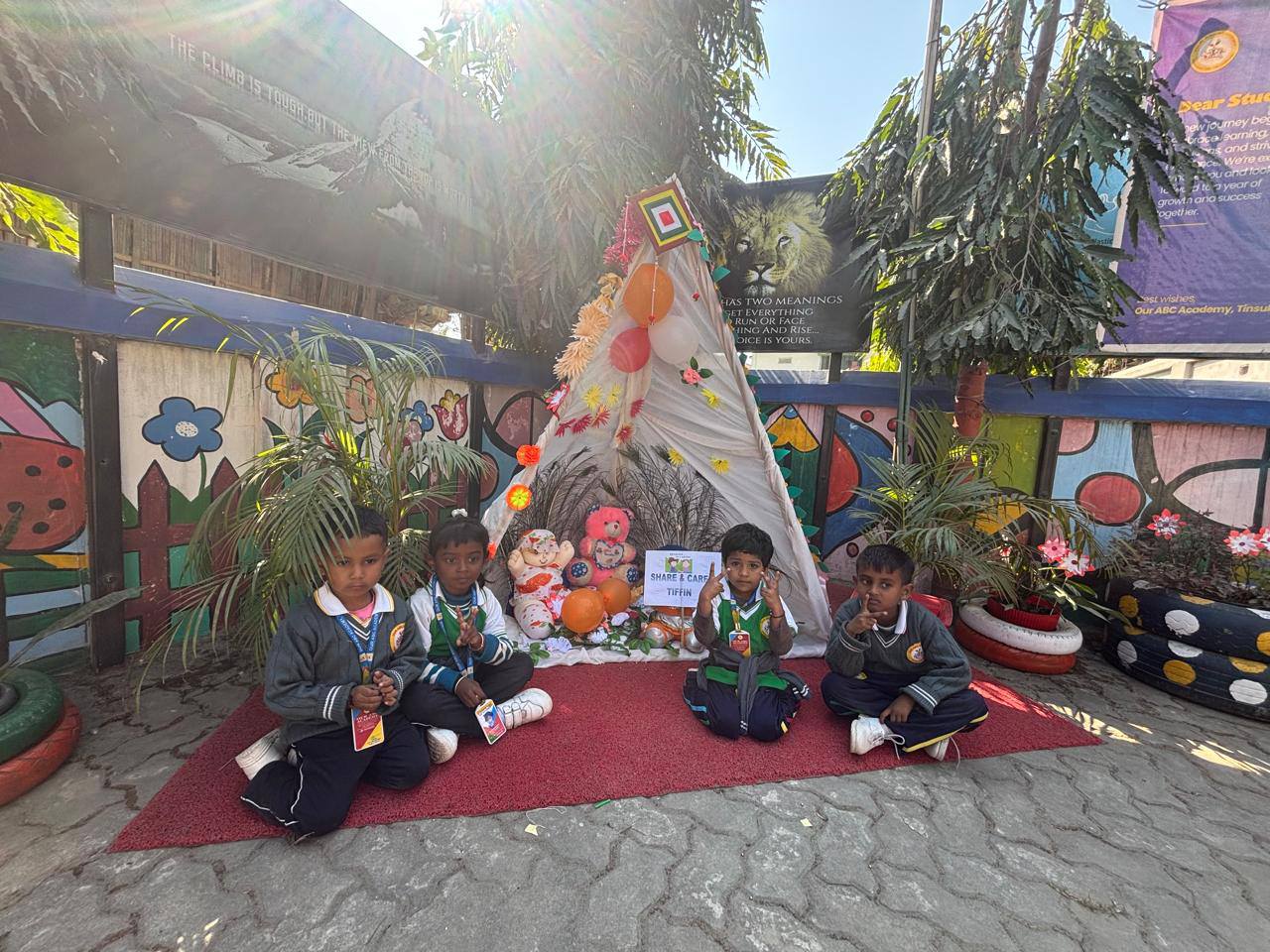 Nursery children at the Share & Care Tiffin display